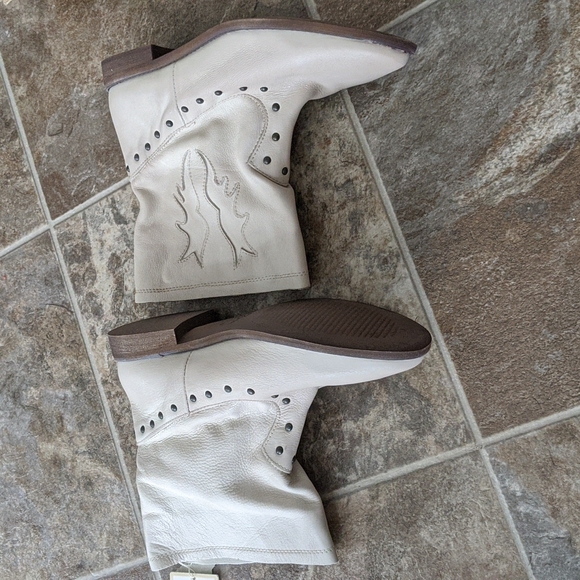 Zara Girls Studded Leather Cowboy Ankle Boots - Picture 3 of 5